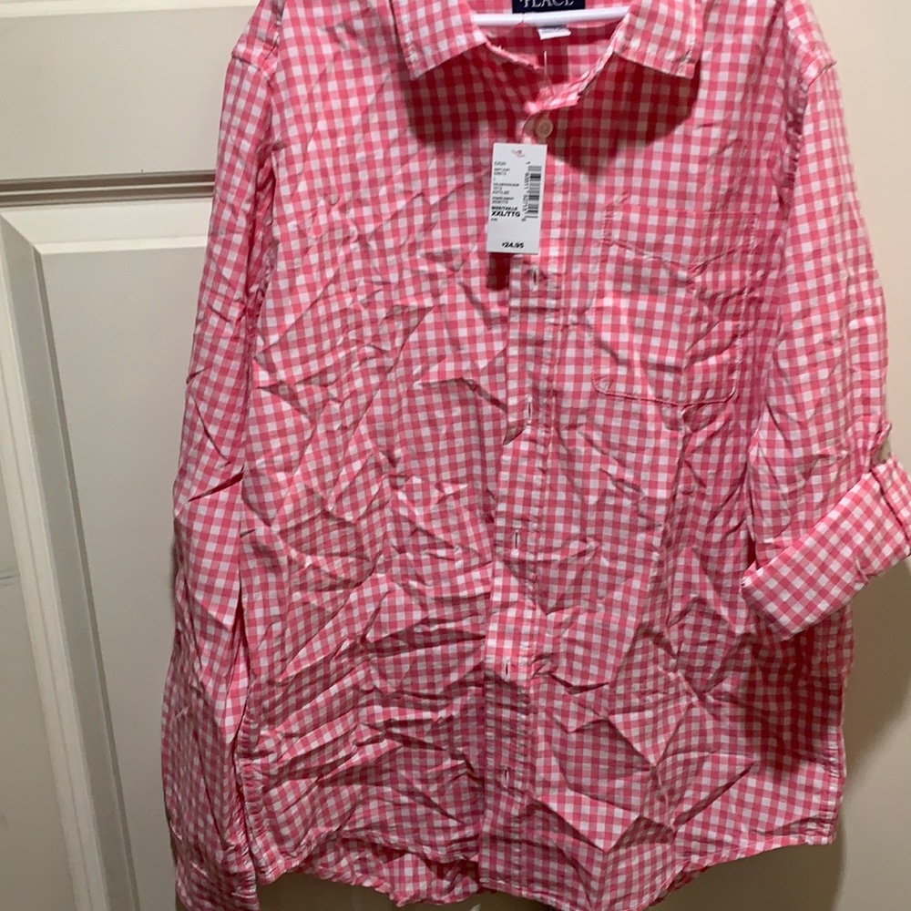 NWT Children’s Place pink & white button down.